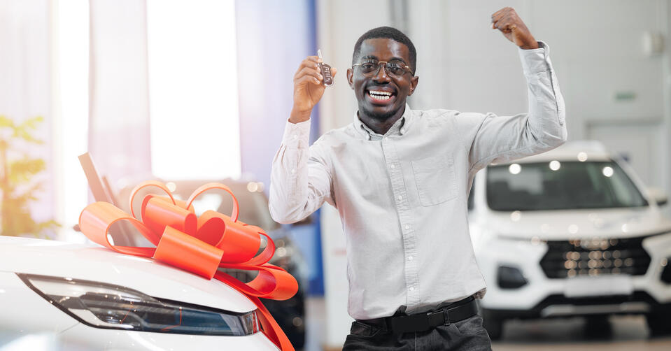 Man Excited About New Car